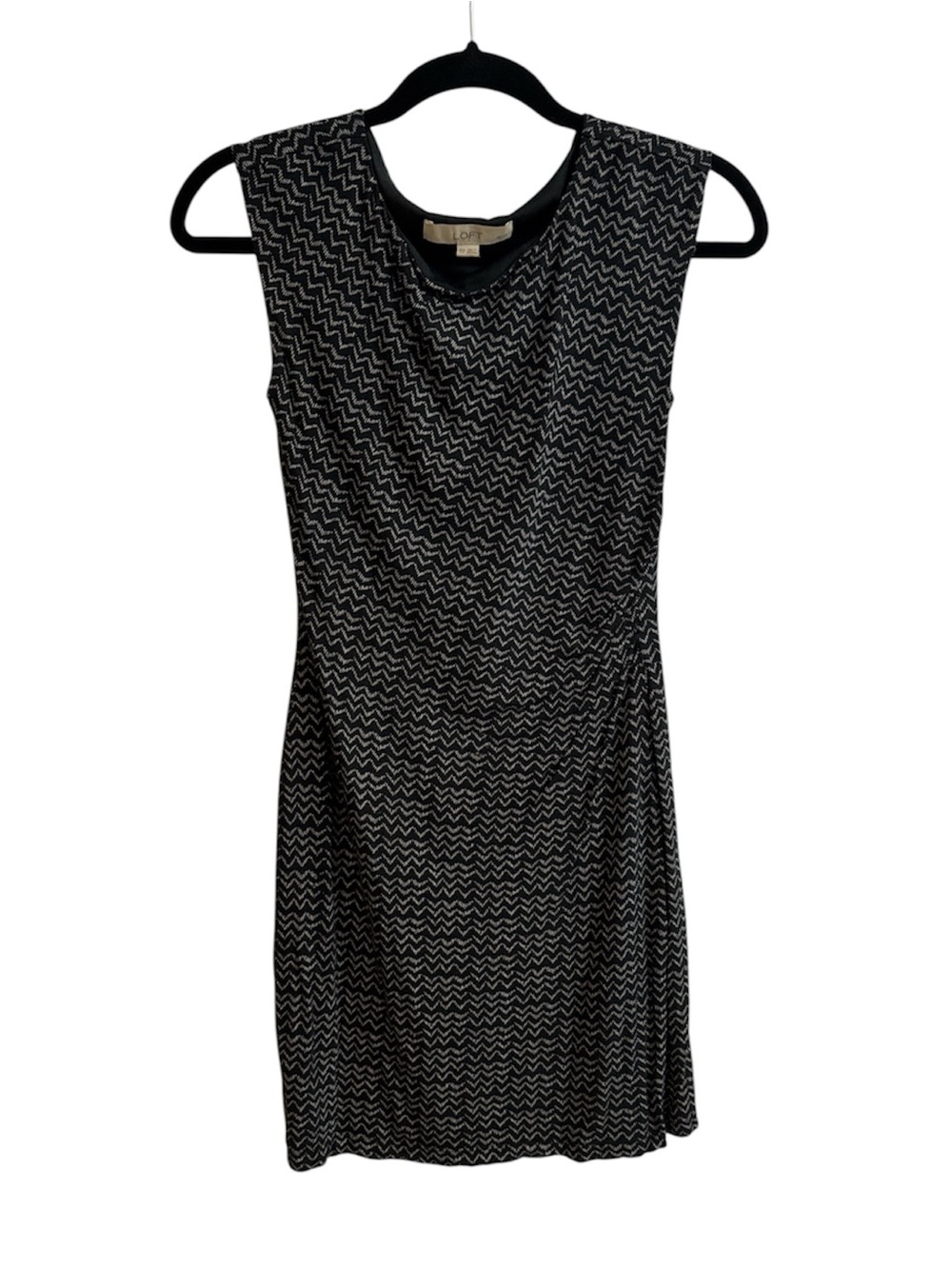 LOFT Black & Khaki Zigzag Sleeveless Shift Dress